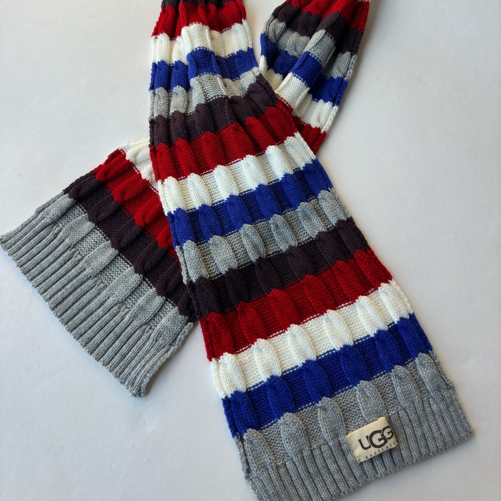 UGG Australia Scarf Wool Multicolor Striped - Picture 1 of 8